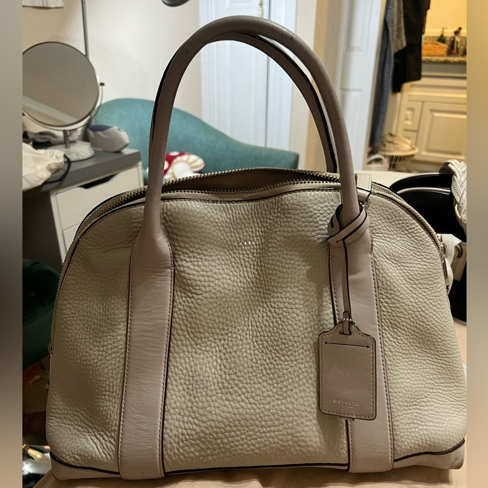 Coach Preston Bleeker Satchel Pebbled leather gray bag # 30144 - Picture 3 of 9